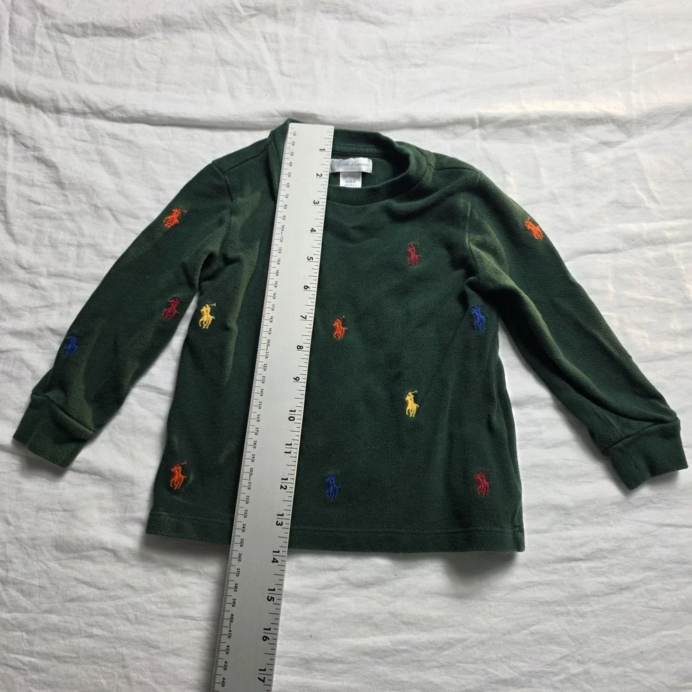 Ralph Lauren Toddler boy's shirt long sleeve green all over print 18 months